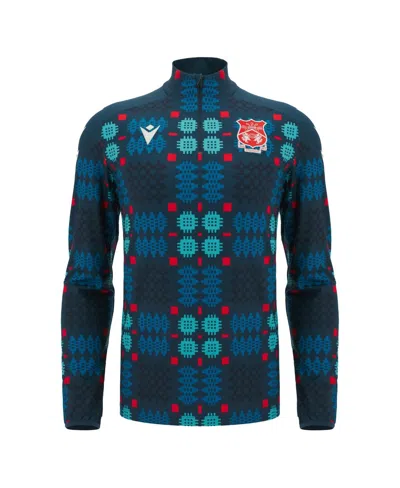 Macron Blue Wrexham Warm-up Quarter-zip Pullover In Multi