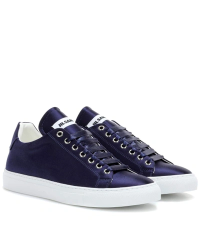 Jil Sander Satin Sneakers In Dark Blue