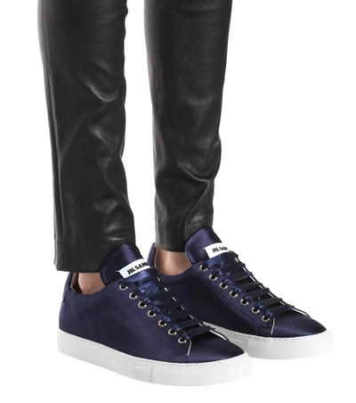 Shop Jil Sander Satin Sneakers In Blue