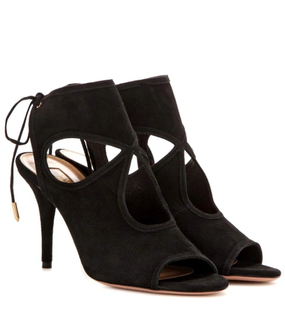 Aquazzura Sexy Thing 85 Suede Sandals In Black