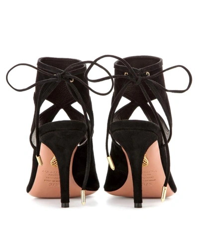 Shop Aquazzura Sexy Thing 85 Suede Sandals In Black