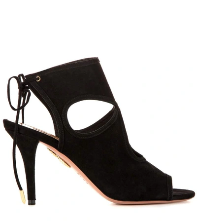 Shop Aquazzura Sexy Thing 85 Suede Sandals In Black