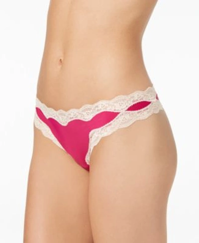 Calvin Klein Croquette Lace Thong Qd3536 In Riley Pink/rose Quartz Pink