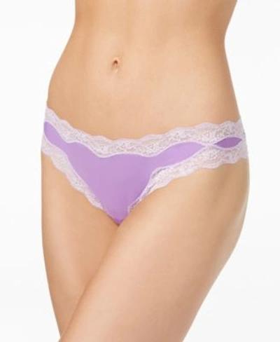 Calvin Klein Croquette Lace Thong Qd3536 In Grandeur Purple/fresh Lavander