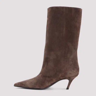 Amina Muaddi Women Brown Pointed-toe Boots, 7 Luxury Boots For Women Darveys In Brown