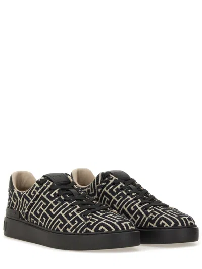 Balmain Monogram Jacquard B-court Trainers In Black