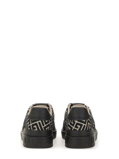Balmain Monogram Jacquard B-court Trainers In Black
