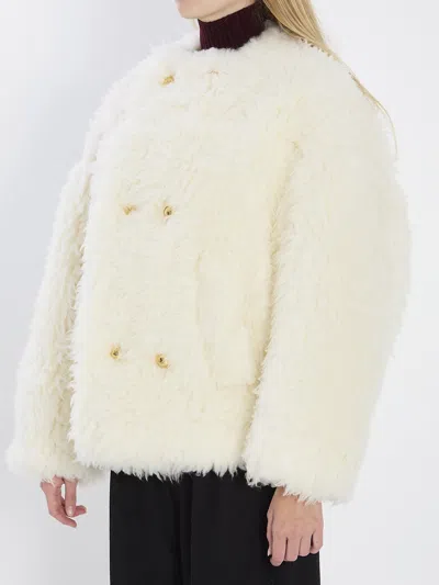 Celine Craie White Wool Coat In Black
