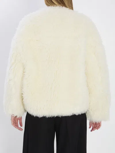 Celine Craie White Wool Coat In Black