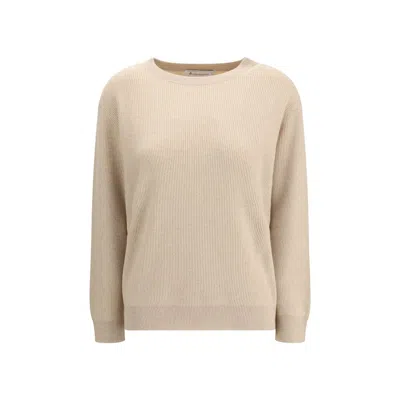 Brunello Cucinelli Beige Cashmere Cashmere Women's Sweater In Neutral