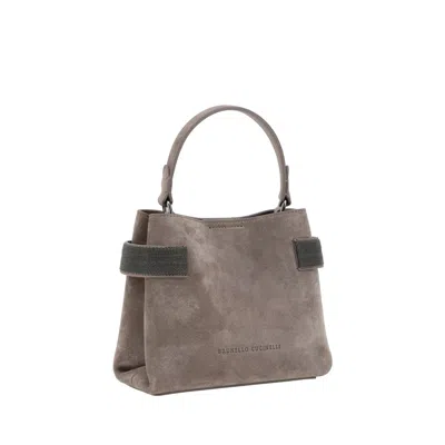 Brunello Cucinelli Brown Calf Leather Bos Taurus Shoulder Women's Bag In Brown