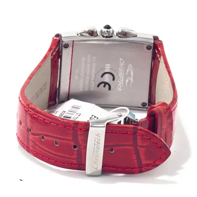 Chronotech Red Leather Dress Women's Watch In Red