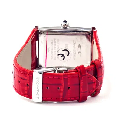 Chronotech Red Leather Dress Women's Watch In Red