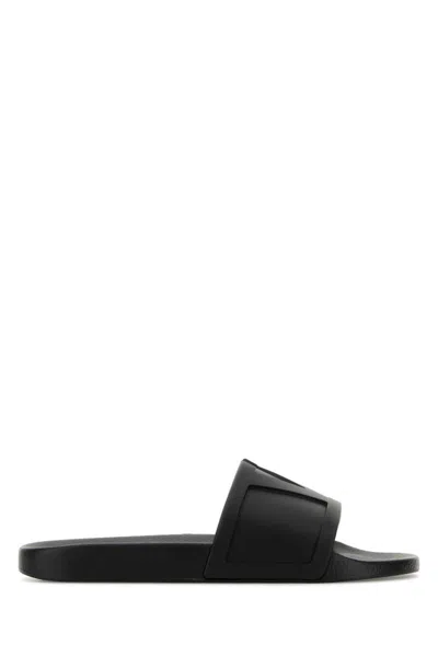 Valentino Garavani Viva Superstar Rubber Slippers Flat Sole In Black