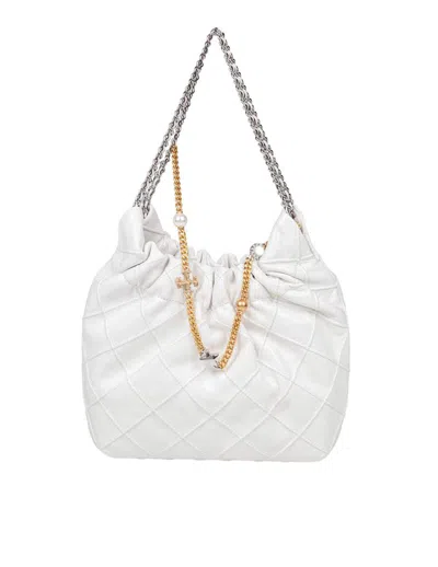 Tory Burch Mini Fleming Nappa Leather Bag In White