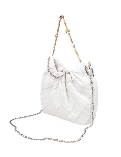Tory Burch Mini Fleming Nappa Leather Bag In White