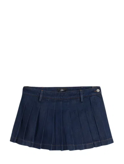 7 For All Mankind Mini Skirt With Pleated Design And Belt Loops In Multi