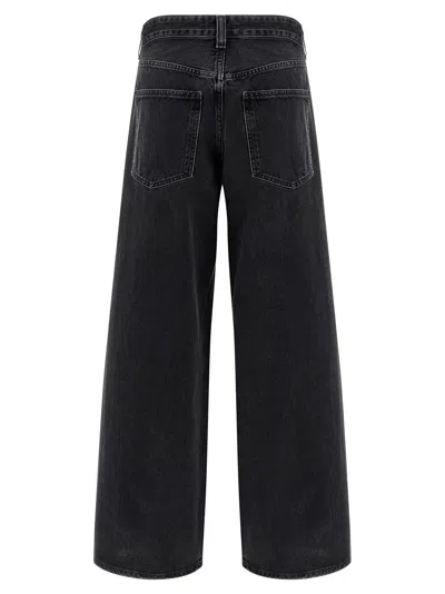 Agolde Vana Black Low-crotch Jeans With Book Closure In Denim Woman In Black