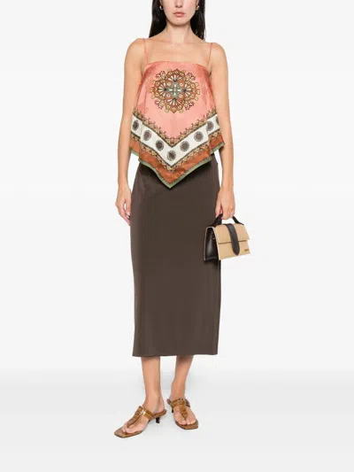 Alemais Contina Printed Satin-jacquard Top In Brown