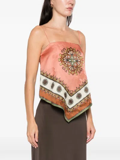 Alemais Contina Printed Satin-jacquard Top In Brown