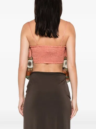 Alemais Contina Printed Satin-jacquard Top In Brown