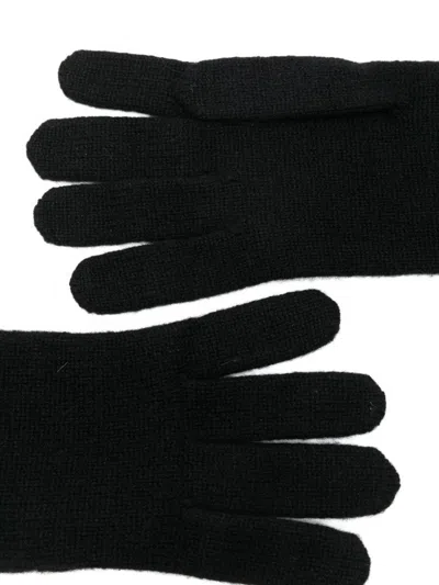Alpo Black Solid Knitted Gloves In Black