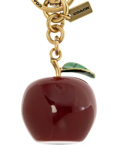 Coach Small Apple Bag Charm Keyrings Multicolor In Gold