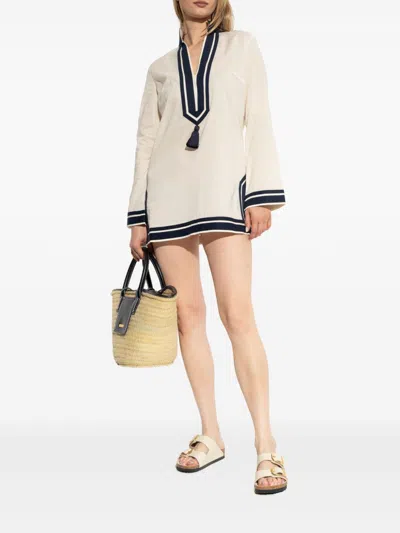 Tory Burch Cotton Tunic Dress In Gray