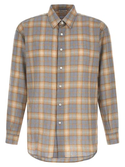 Auralee Plaid Shirt In Brown