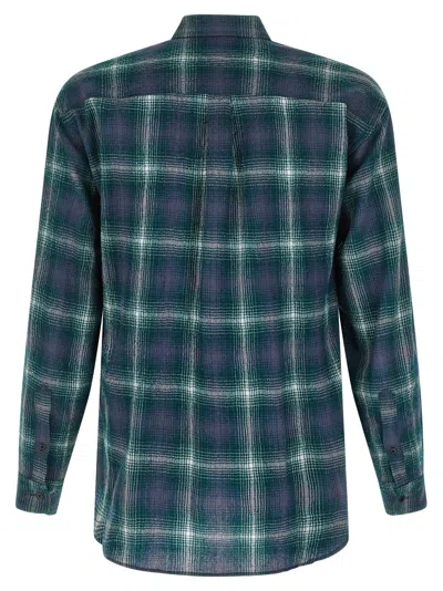 Auralee Lightweight Wool Plaid Long Sleeve Shirt In Green