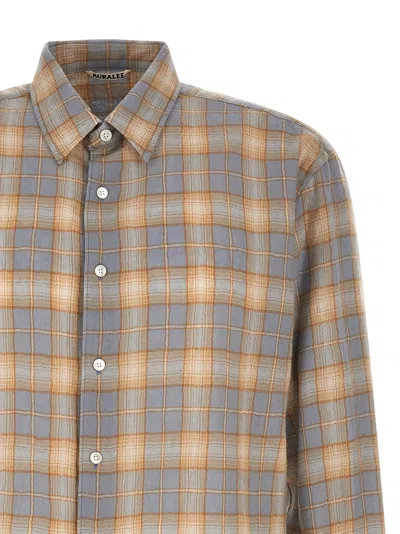 Auralee Plaid Shirt In Brown