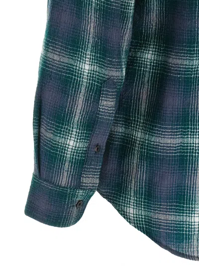Auralee Lightweight Wool Plaid Long Sleeve Shirt In Green