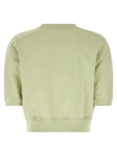 Auralee Short Sleeve Cropped Crew Neck Top In Green