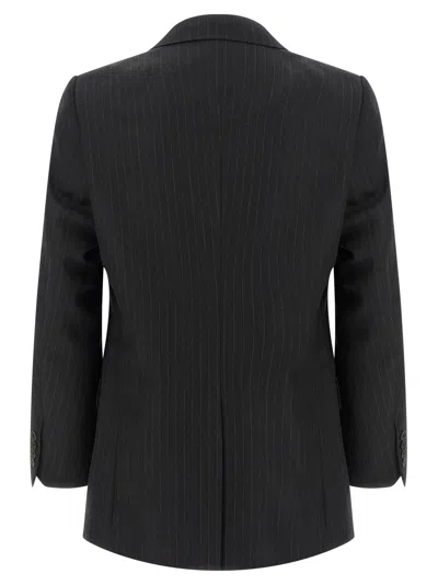 Auralee Pinstripe Blazer In Black