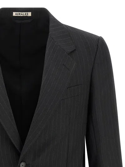 Auralee Pinstripe Blazer In Black