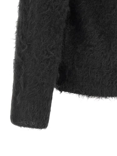 Auralee Mens Brushed Super Kid Mohair Knit Polo In Black