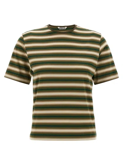 Auralee Striped T-shirt In Brown
