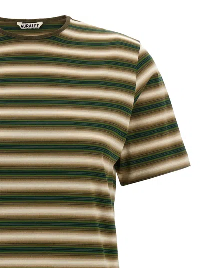 Auralee Striped T-shirt In Brown