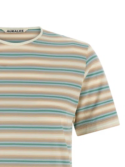 Auralee Multicolor Striped T-shirt In Gray
