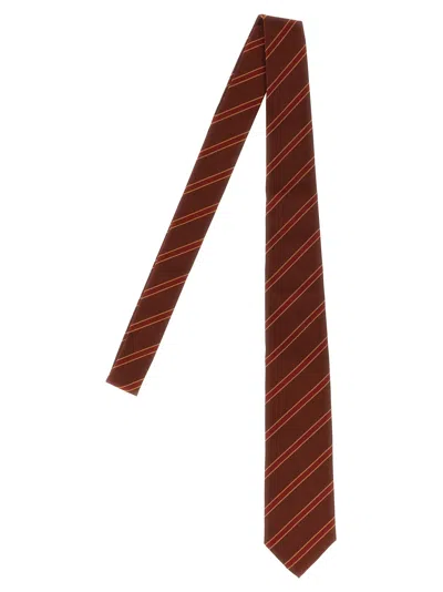Auralee Burgundy Striped Tie In Burgundy