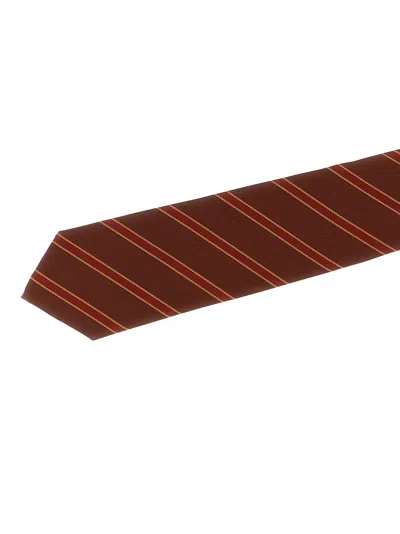 Auralee Burgundy Striped Tie In Burgundy