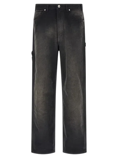 Auralee Garment-dyed Workwear Trousers In Animal Print