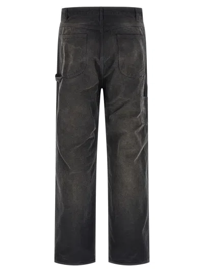 Auralee Garment-dyed Workwear Trousers In Animal Print
