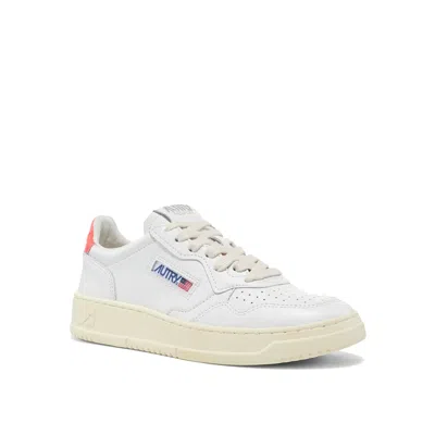 Autry White Logoed Leather Sneakers In Animal Print