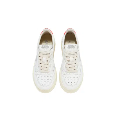 Autry White Logoed Leather Sneakers In Animal Print