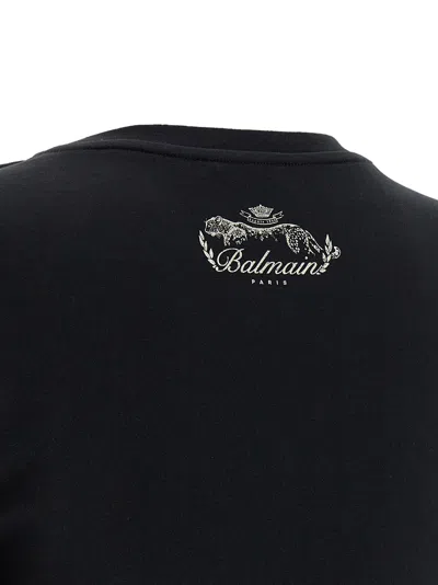 Balmain Knotted Crop T Shirt In Blue