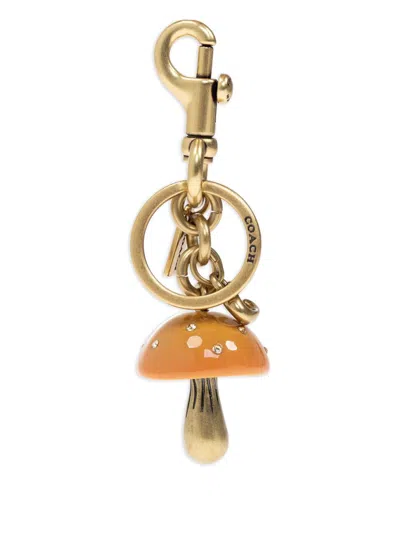 Coach Mushroom Crystal-embellished Bag Charm In Gold