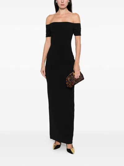 Solace London Nile Off-shoulder Maxi Dress In Black