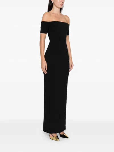 Solace London Nile Off-shoulder Maxi Dress In Black