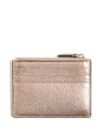 Valentino Rockstud Leather Coin Purse In Brown